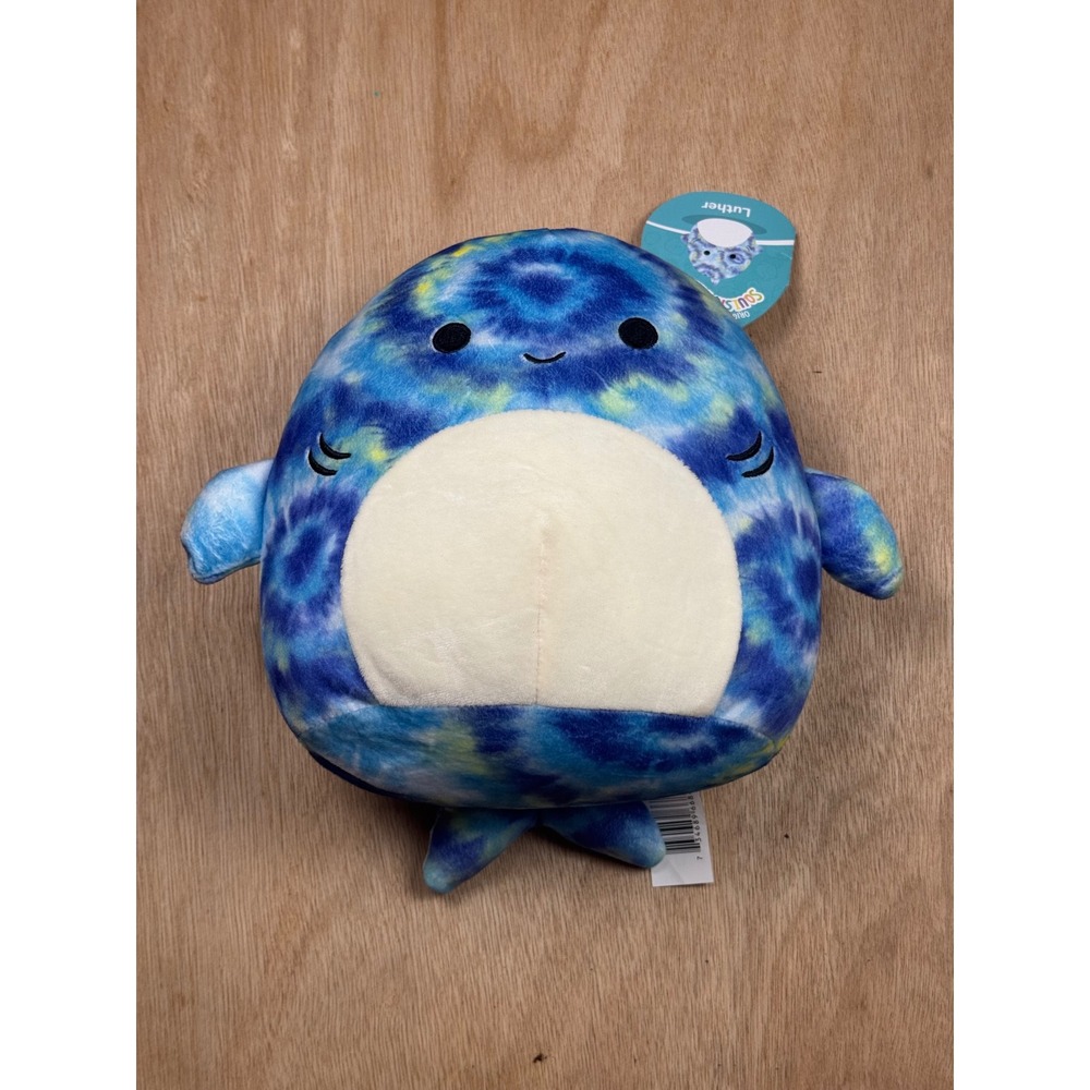 Squishmallows Luther the Shark Blue Tie Dye 8‎ inch Plush Stuffed Animal NWT